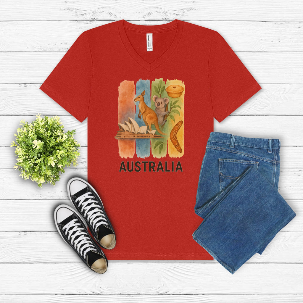 Australia Brushstroke Watercolor V-Neck Shirt