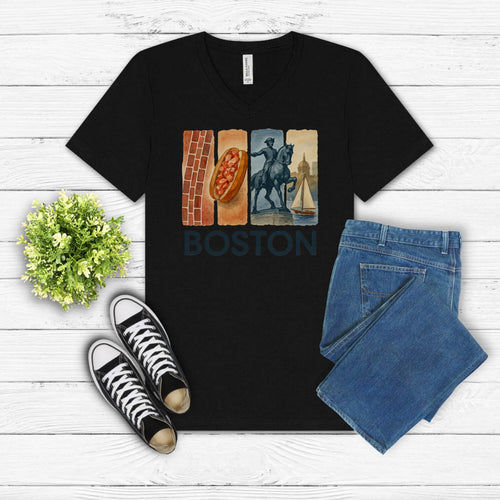Boston Brushstroke Watercolor V-Neck Shirt