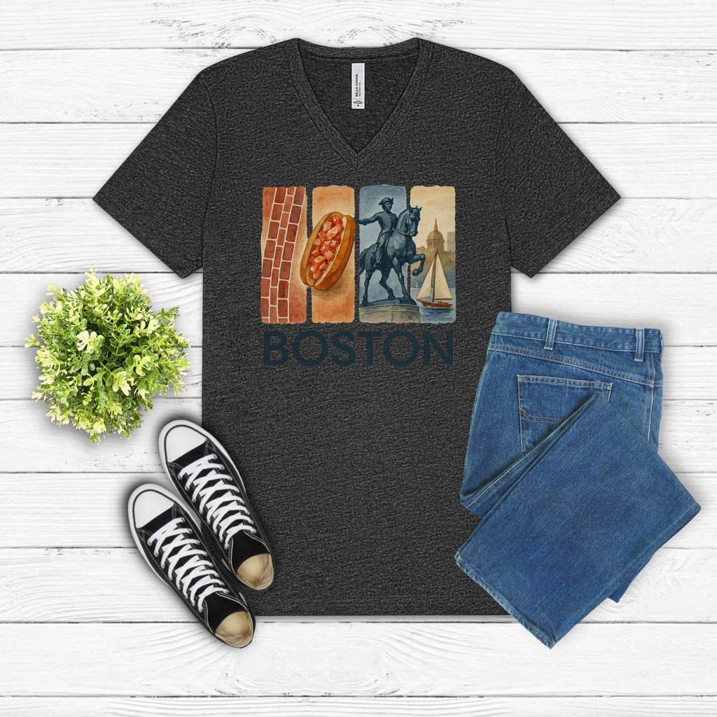 Boston Brushstroke Watercolor V-Neck Shirt