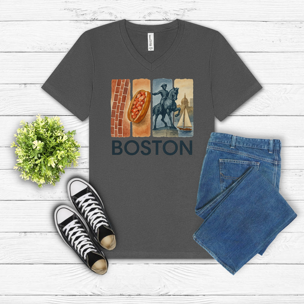 Boston Brushstroke Watercolor V-Neck Shirt