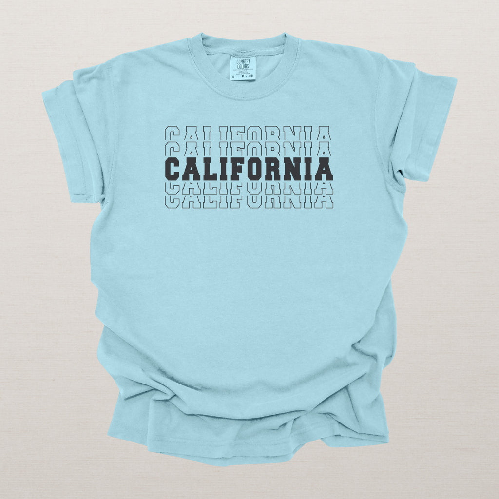 California Varsity Echo State Shirt, Black Text Retro College Tee, California AL State Pride Shirt