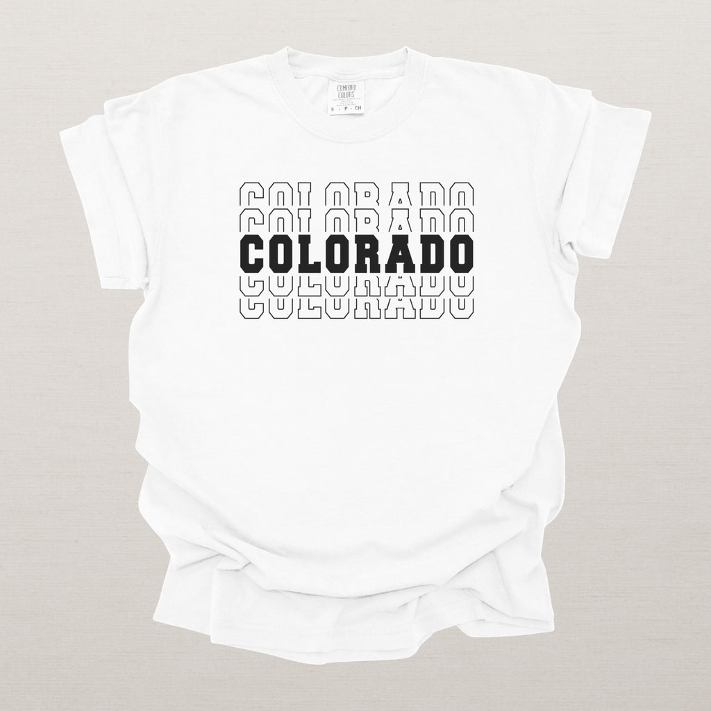 Colorado Varsity Echo State Shirt | Comfort Colors Black Text