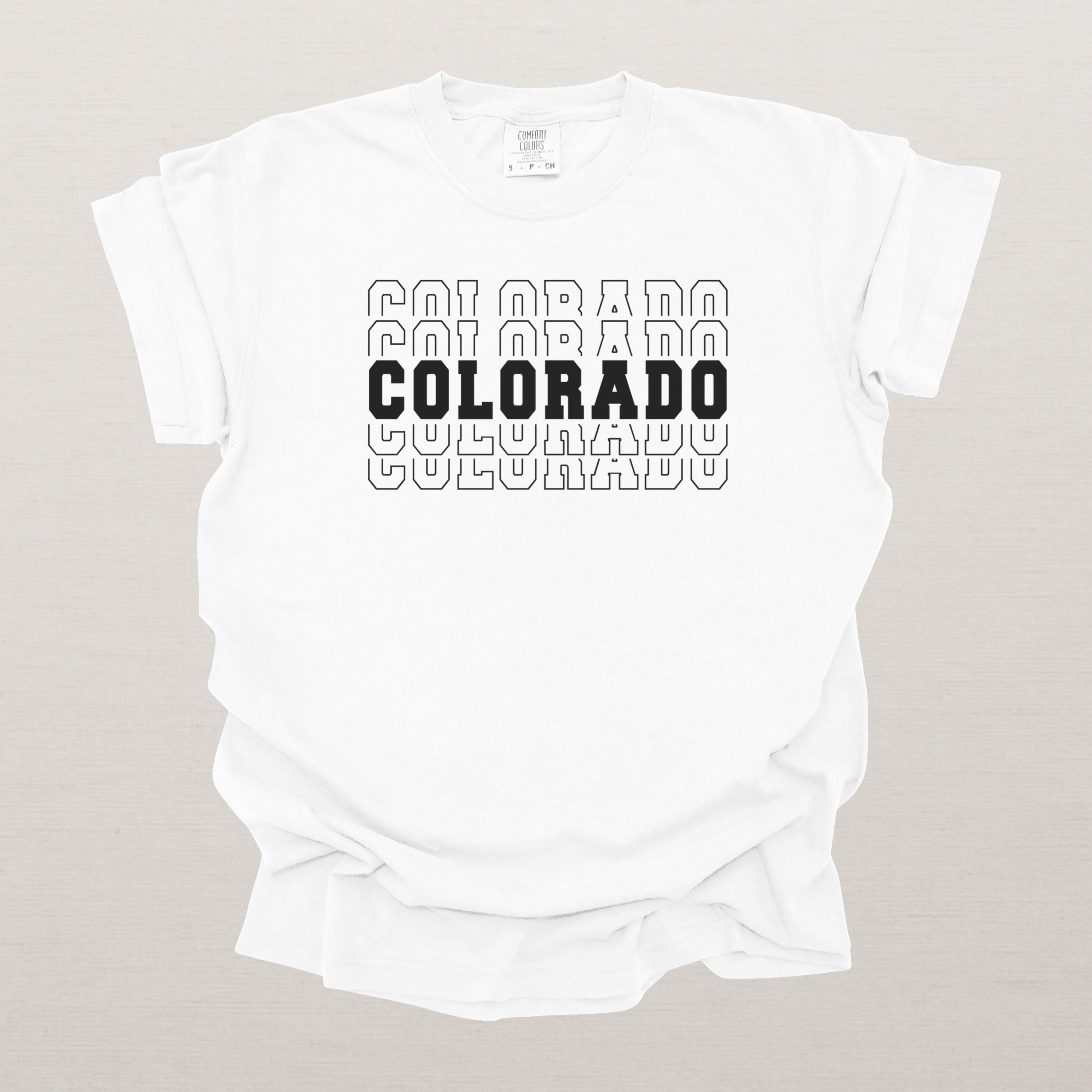 Colorado Varsity Echo State Shirt | Comfort Colors Black Text