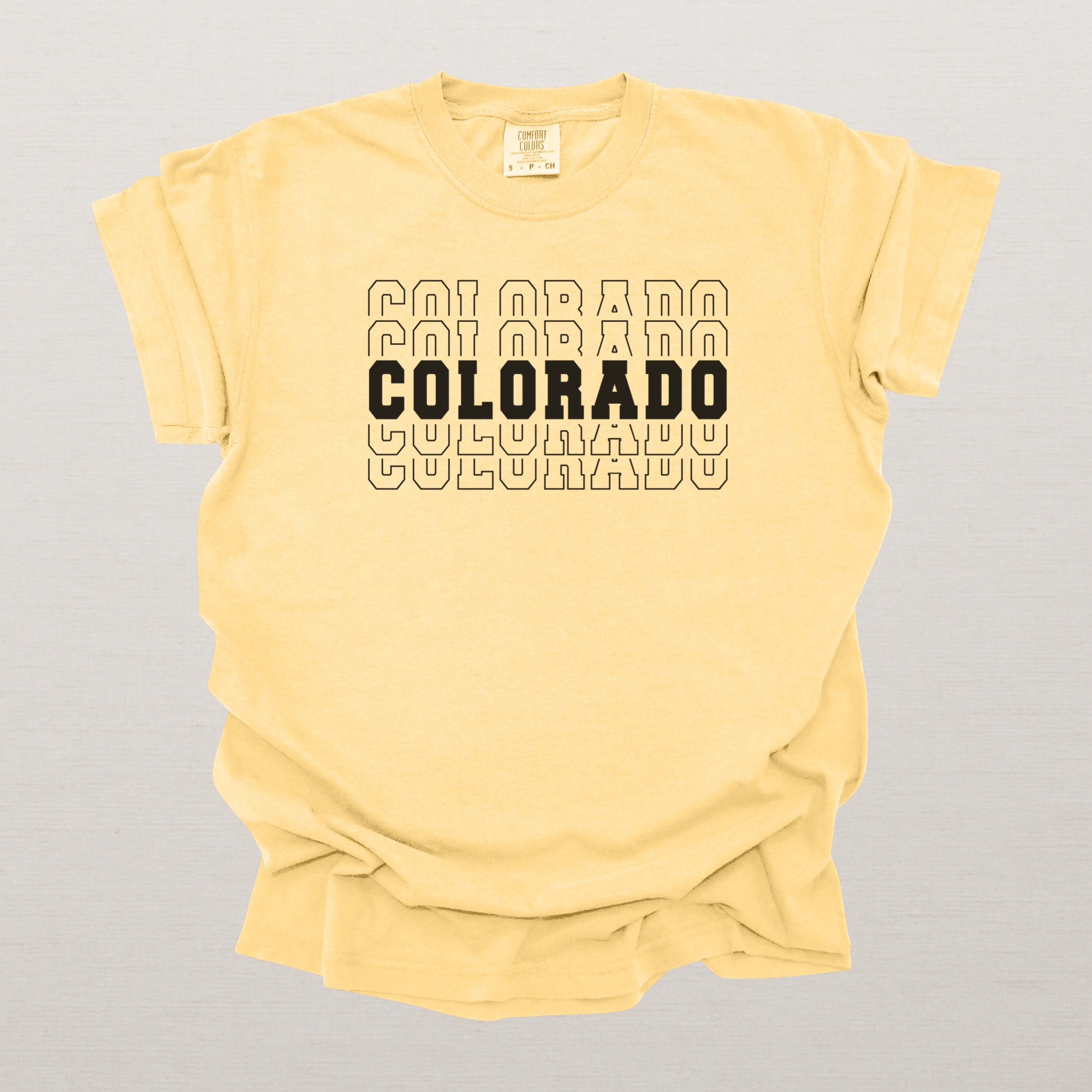 Colorado Varsity Echo State Shirt | Comfort Colors Black Text