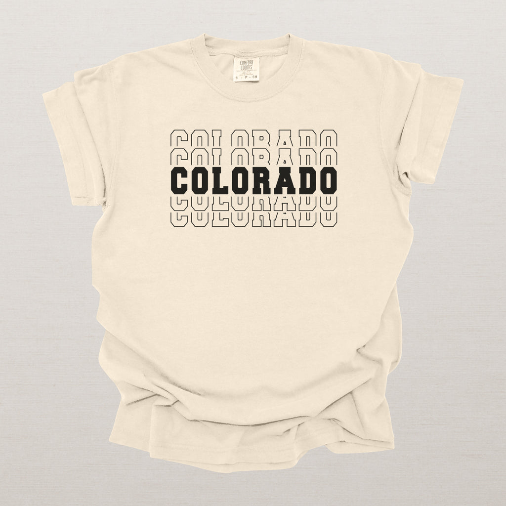 Colorado Varsity Echo State Shirt | Comfort Colors Black Text