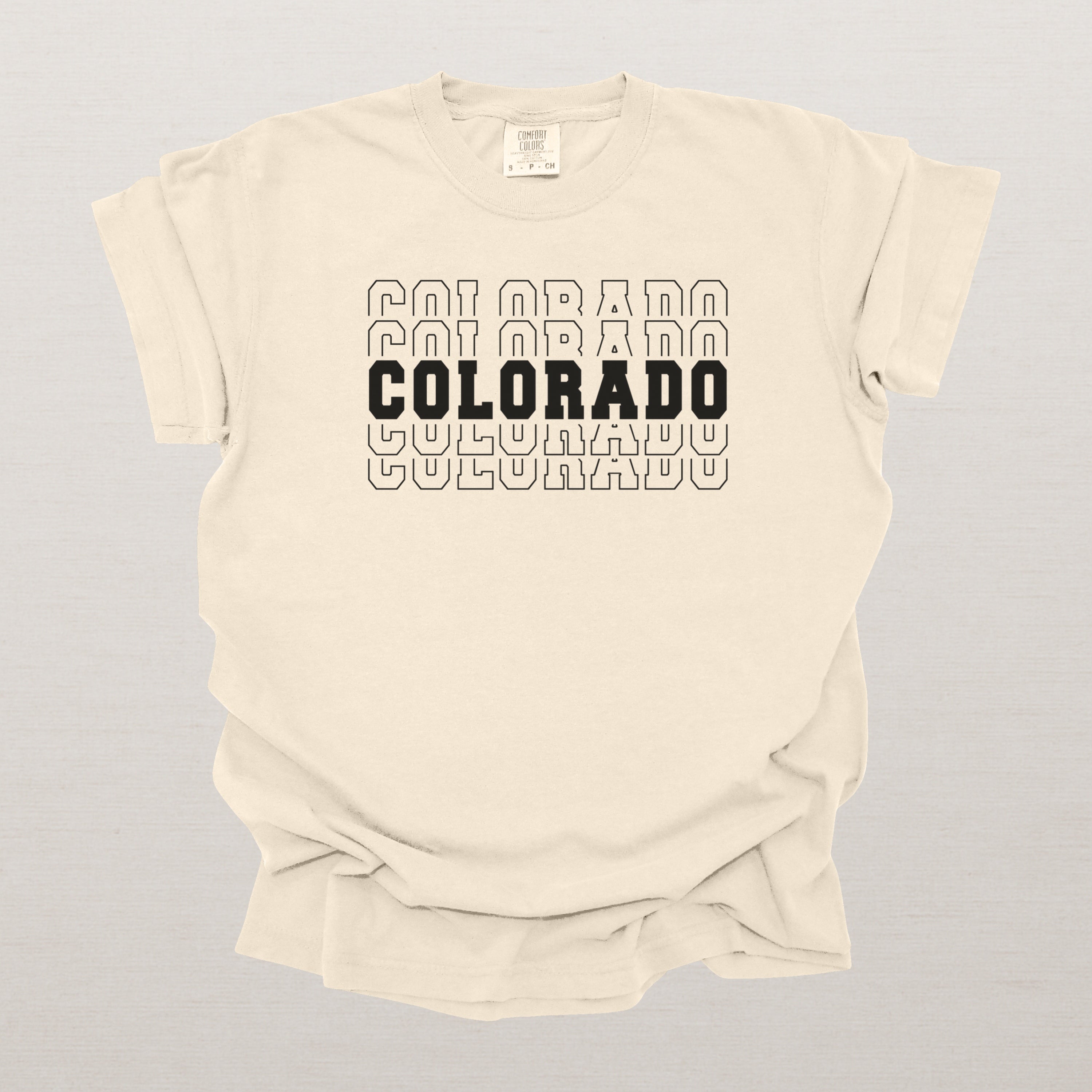 Colorado Varsity Echo State Shirt | Comfort Colors Black Text