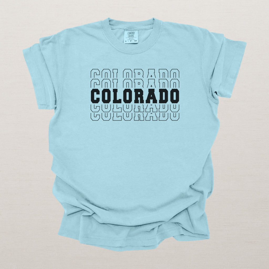 Colorado Varsity Echo State Shirt | Comfort Colors Black Text