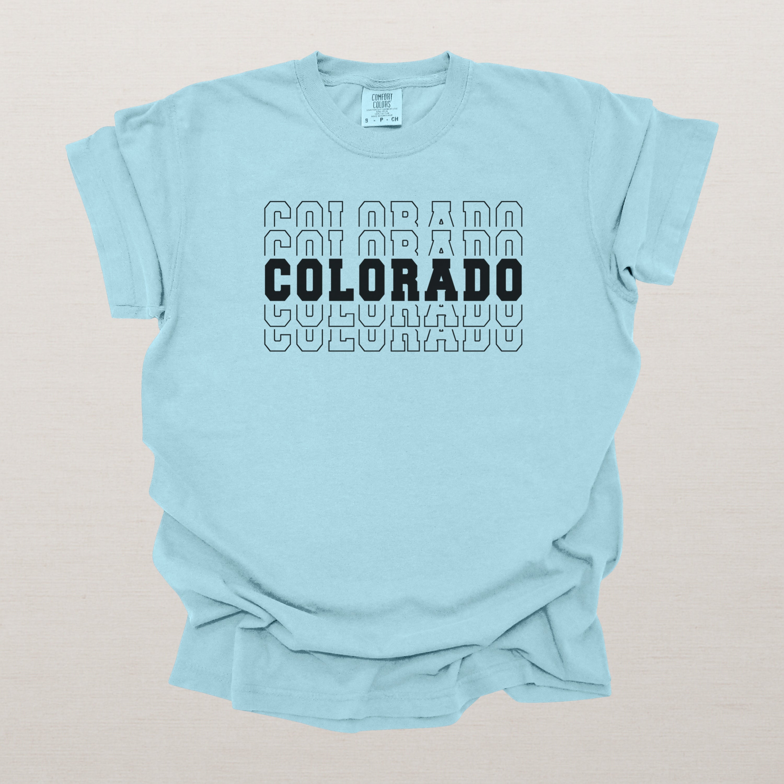 Colorado Varsity Echo State Shirt | Comfort Colors Black Text
