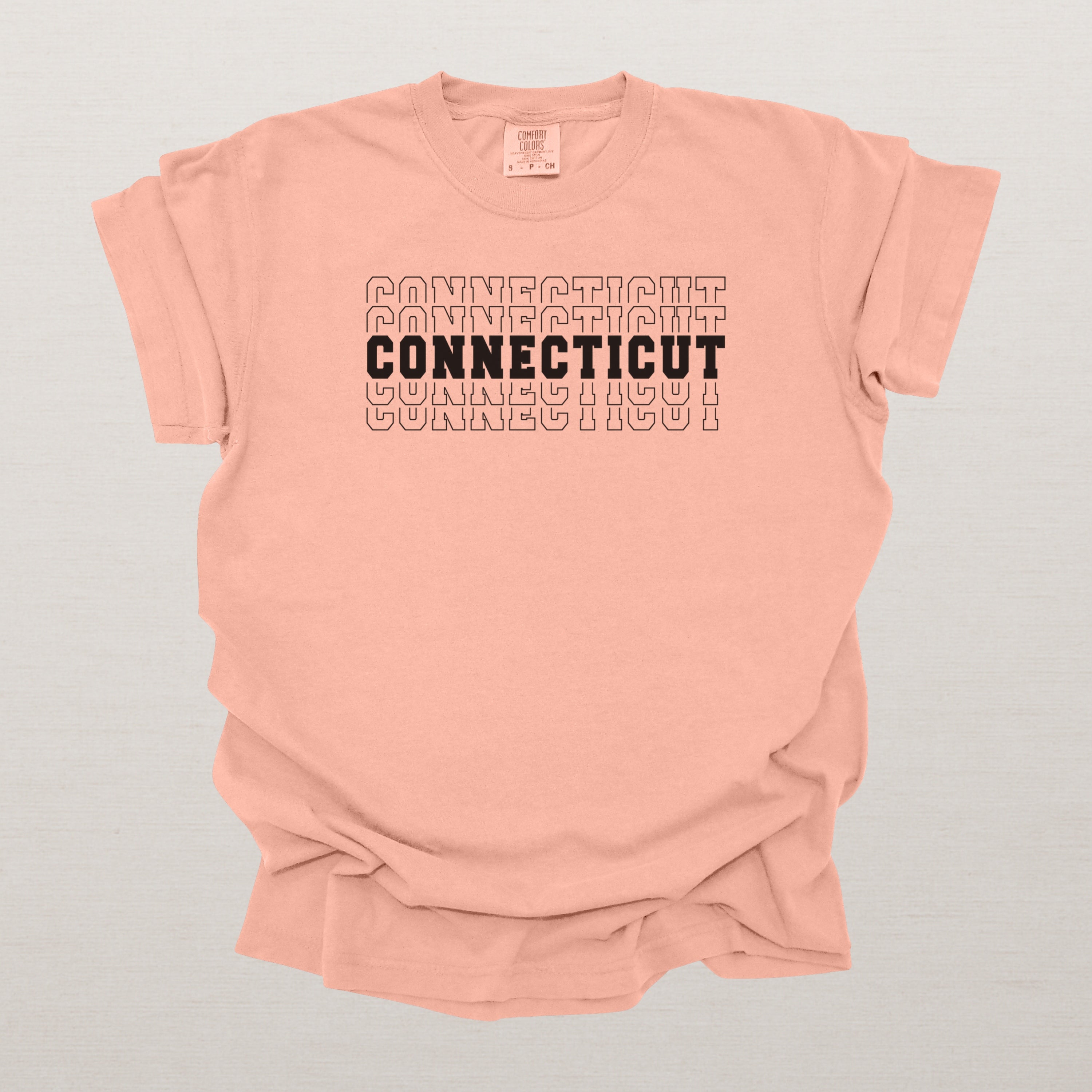 Connecticut Varsity Echo State Shirt | Comfort Colors Black Text