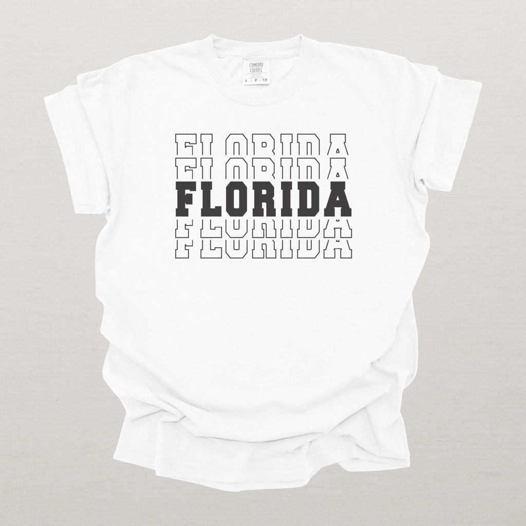Florida Varsity Echo State Shirt | Comfort Colors Black Text