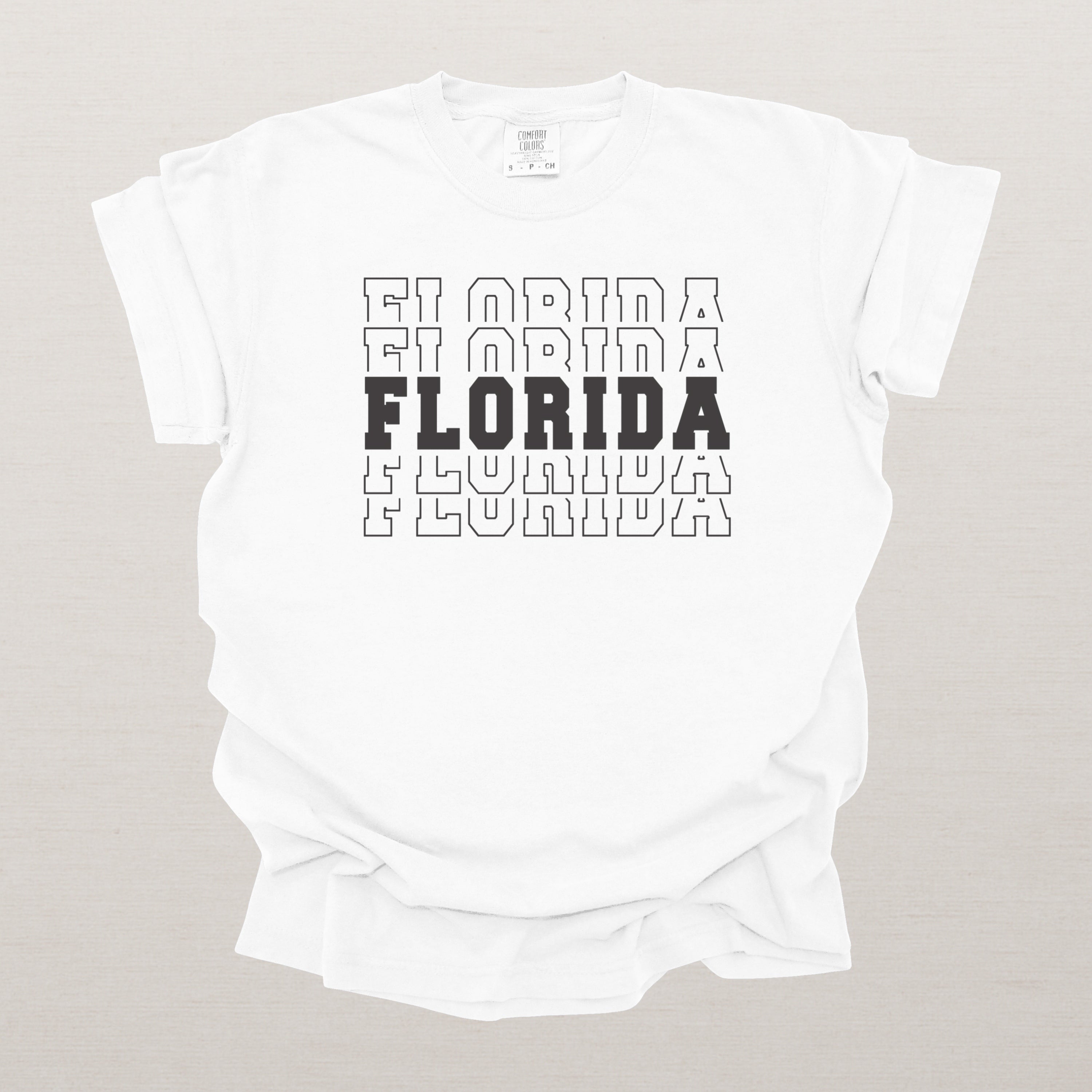 Florida Varsity Echo State Shirt | Comfort Colors Black Text