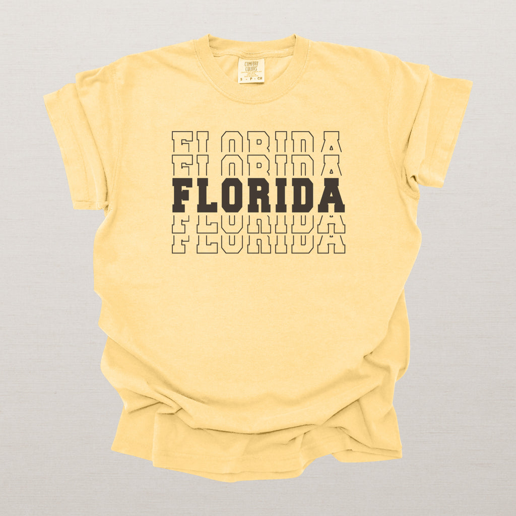 Florida Varsity Echo State Shirt | Comfort Colors Black Text