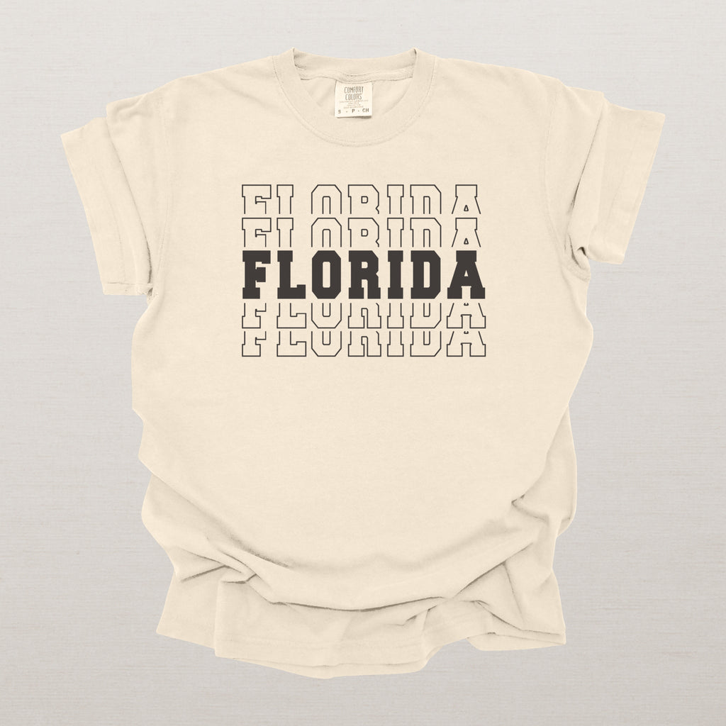 Florida Varsity Echo State Shirt | Comfort Colors Black Text