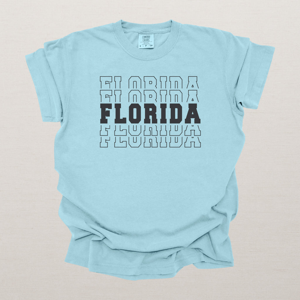 Florida Varsity Echo State Shirt | Comfort Colors Black Text