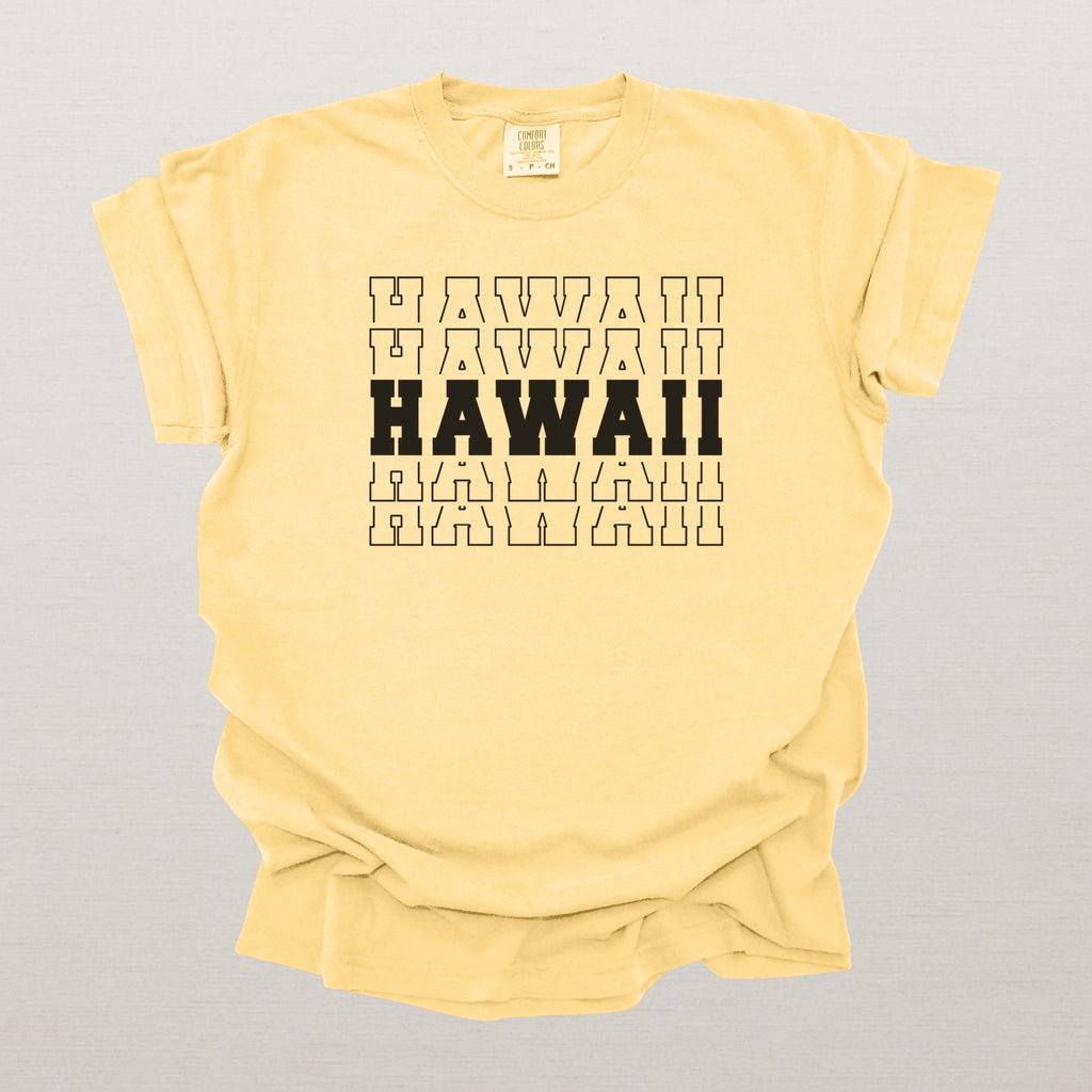 Hawaii Varsity Echo State Shirt | Comfort Colors Black Text