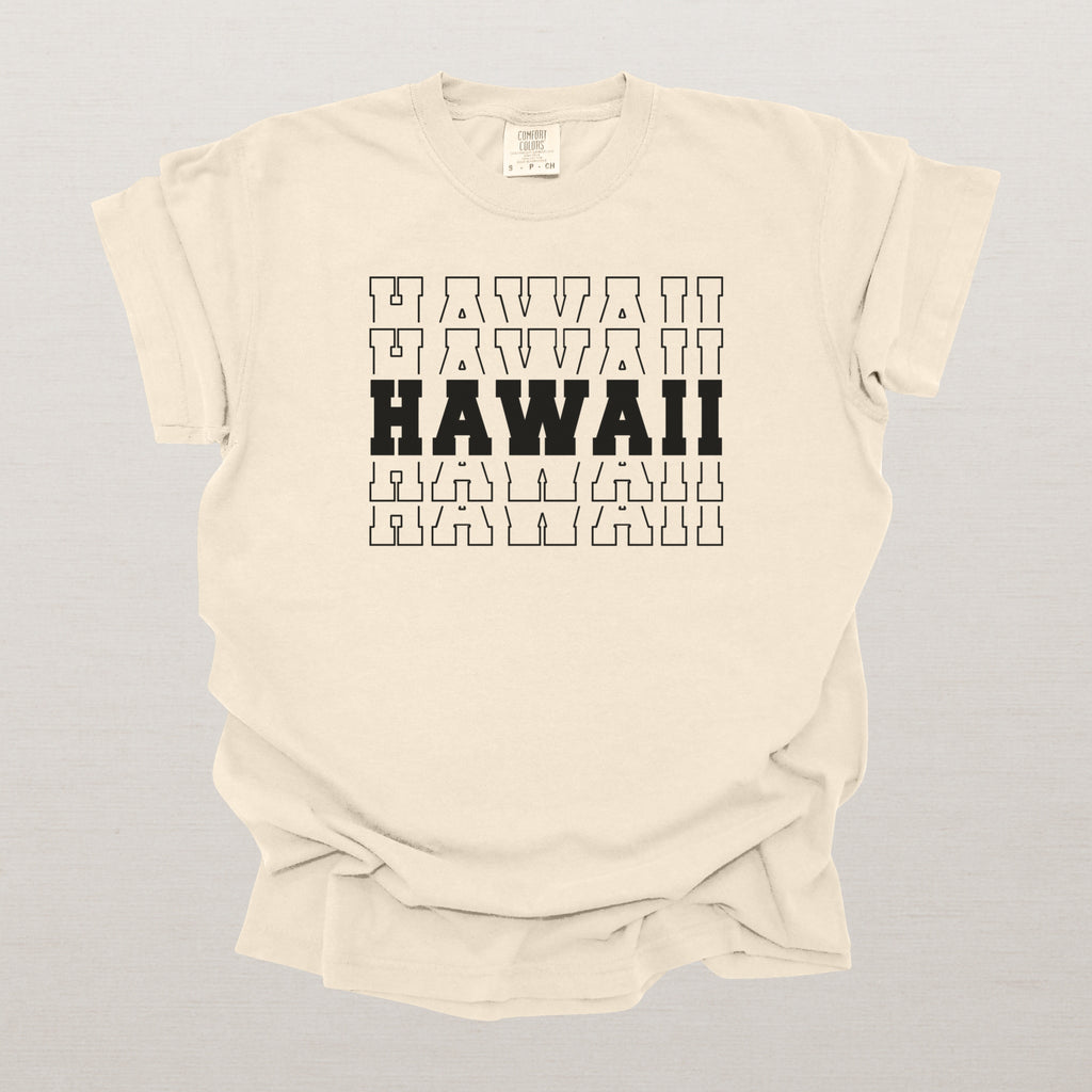 Hawaii Varsity Echo State Shirt | Comfort Colors Black Text