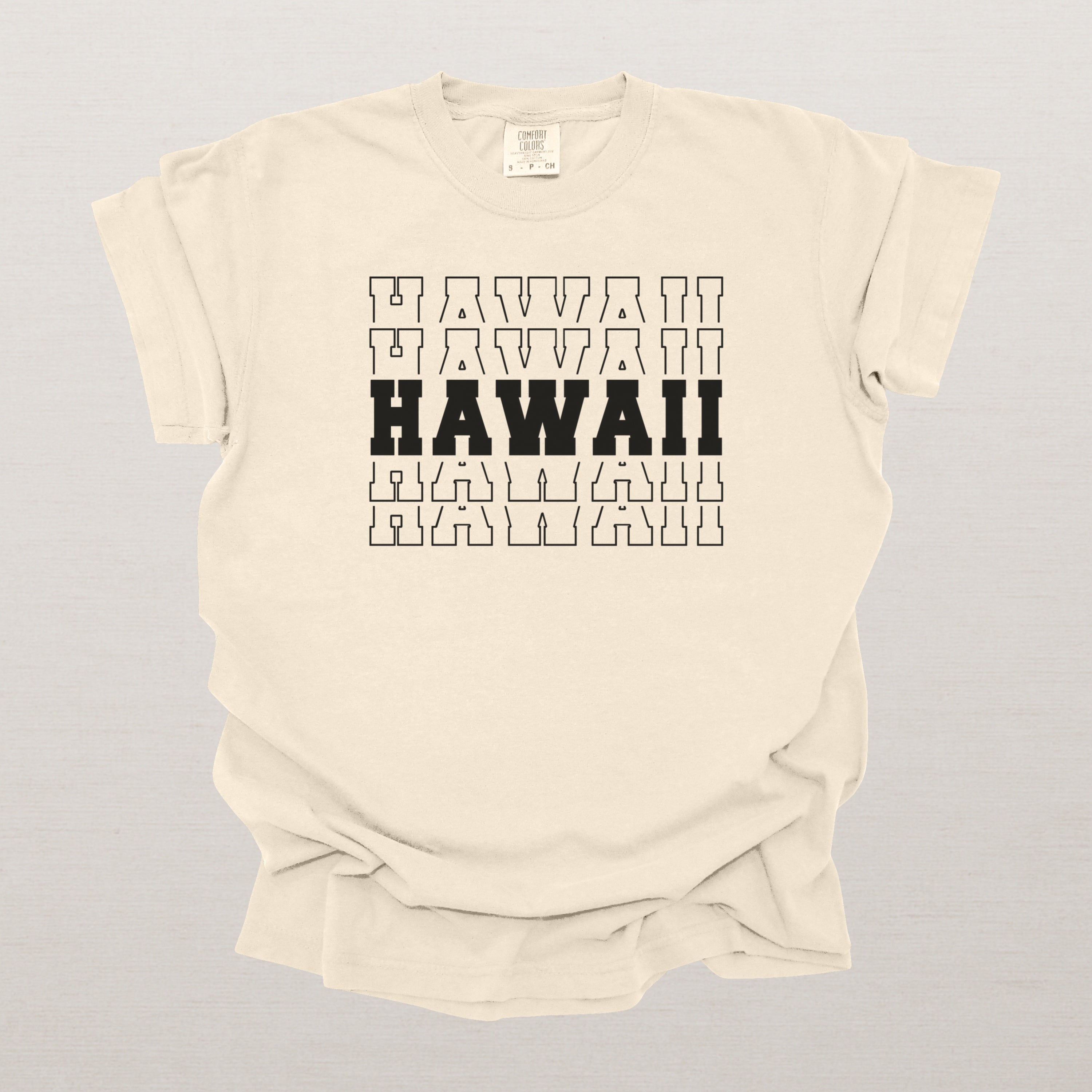 Hawaii Varsity Echo State Shirt | Comfort Colors Black Text