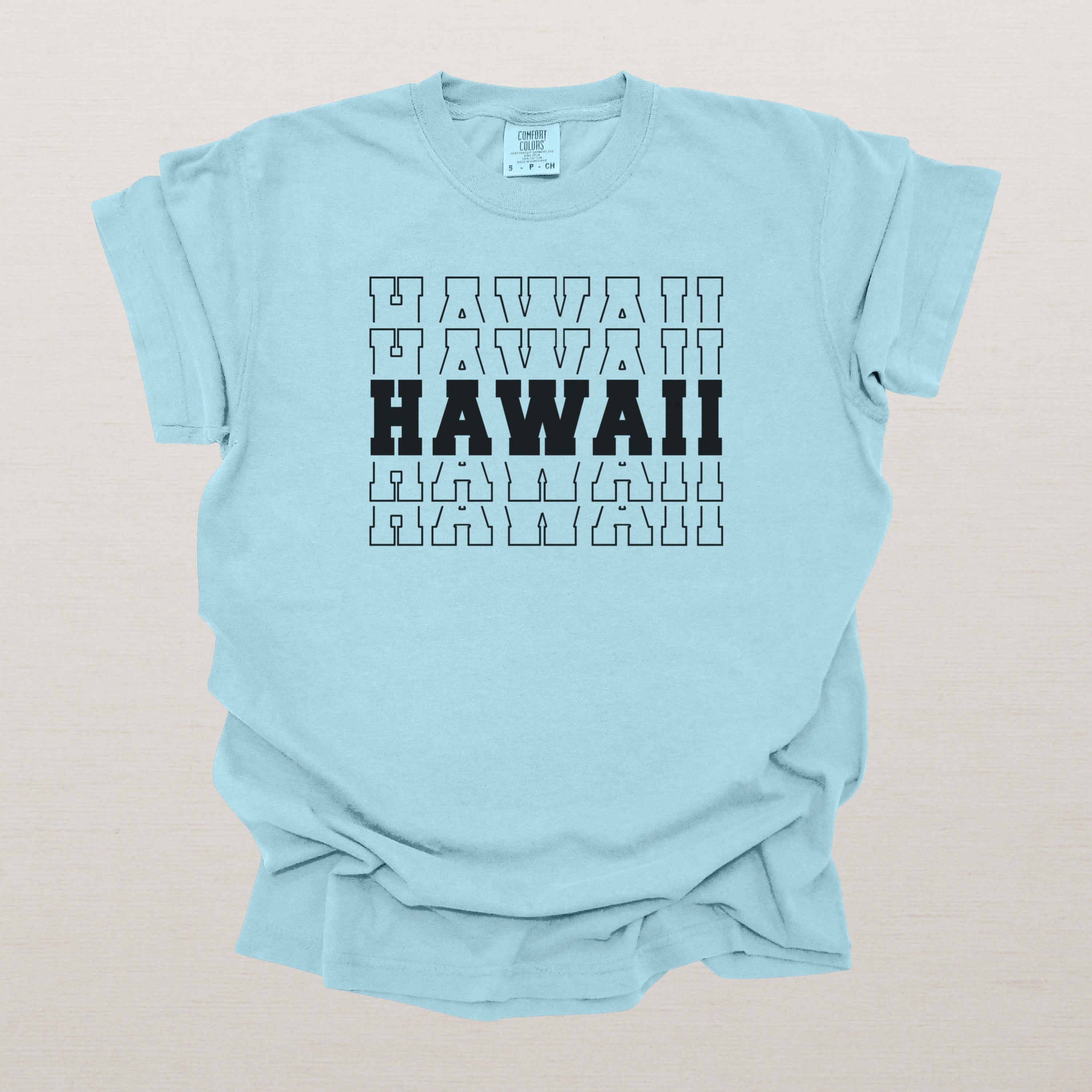 Hawaii Varsity Echo State Shirt | Comfort Colors Black Text