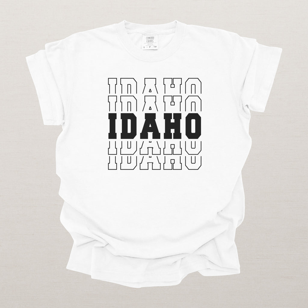 Idaho Varsity Echo State Shirt | Comfort Colors Black Text