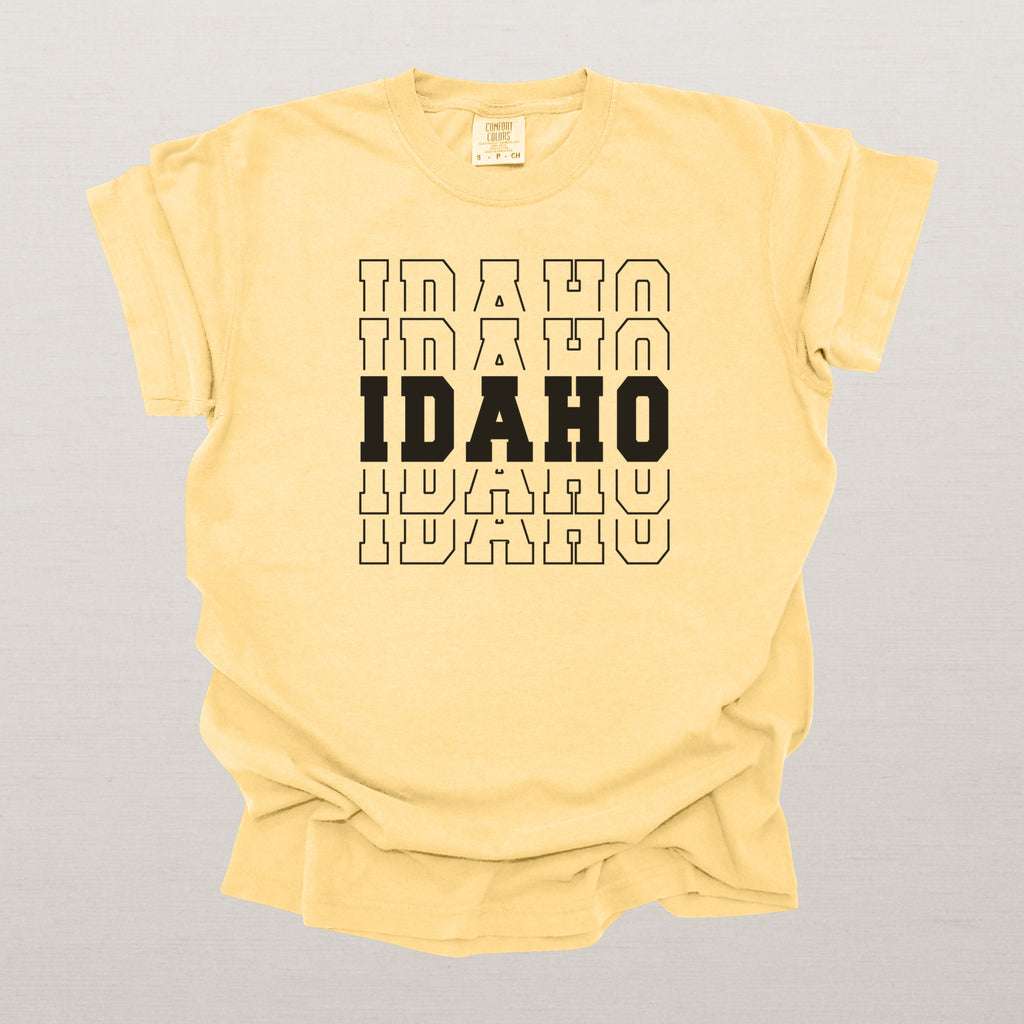 Idaho Varsity Echo State Shirt | Comfort Colors Black Text