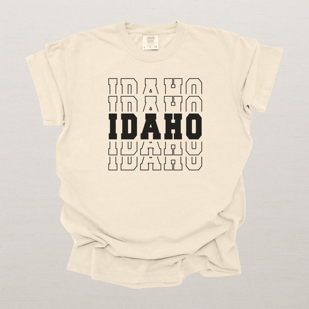 Idaho Varsity Echo State Shirt | Comfort Colors Black Text