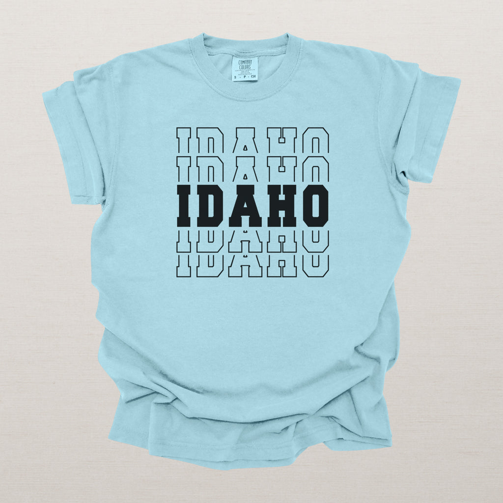 Idaho Varsity Echo State Shirt | Comfort Colors Black Text