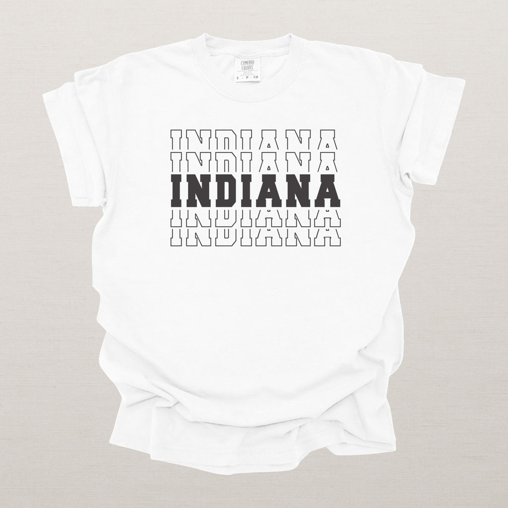 Indiana Varsity Echo State Shirt | Comfort Colors Black Text