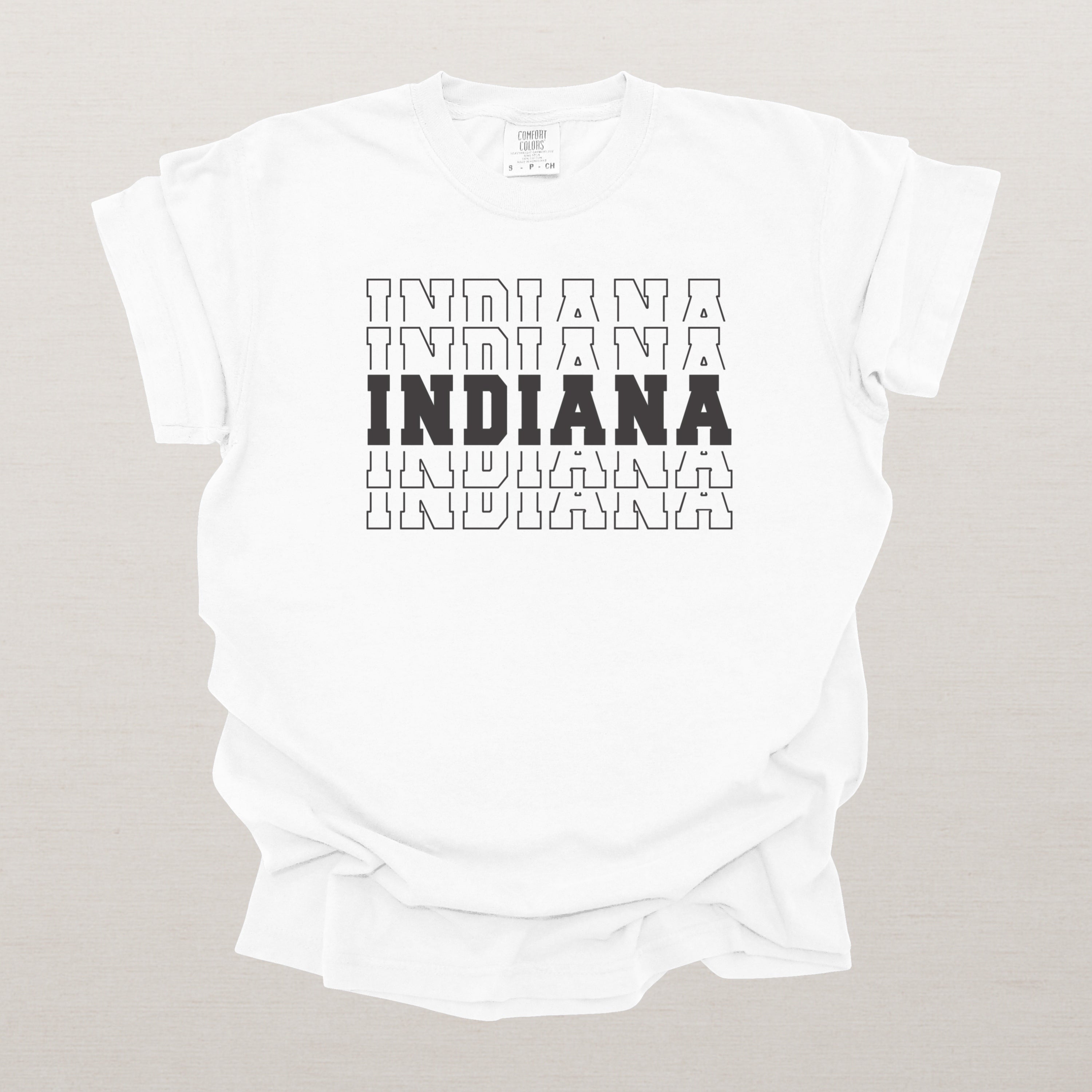 Indiana Varsity Echo State Shirt | Comfort Colors Black Text