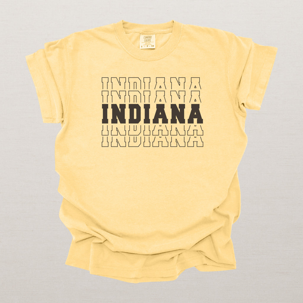 Indiana Varsity Echo State Shirt | Comfort Colors Black Text