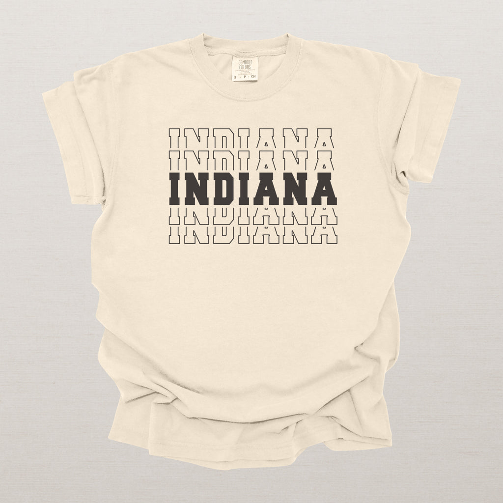 Indiana Varsity Echo State Shirt | Comfort Colors Black Text