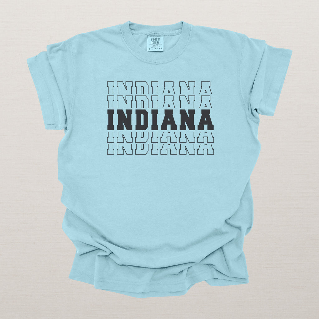 Indiana Varsity Echo State Shirt | Comfort Colors Black Text