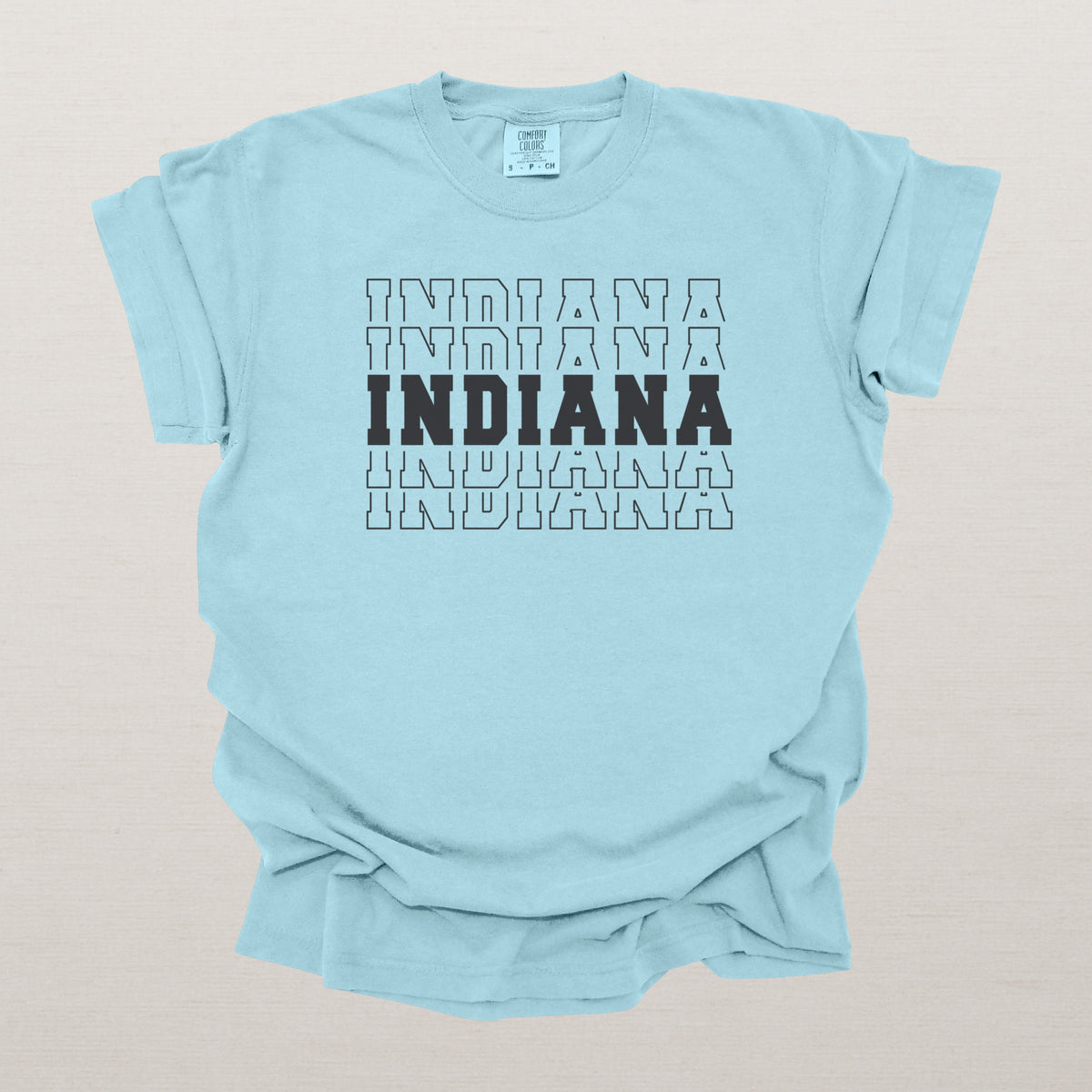 Indiana Varsity Echo State Shirt | Comfort Colors Black Text