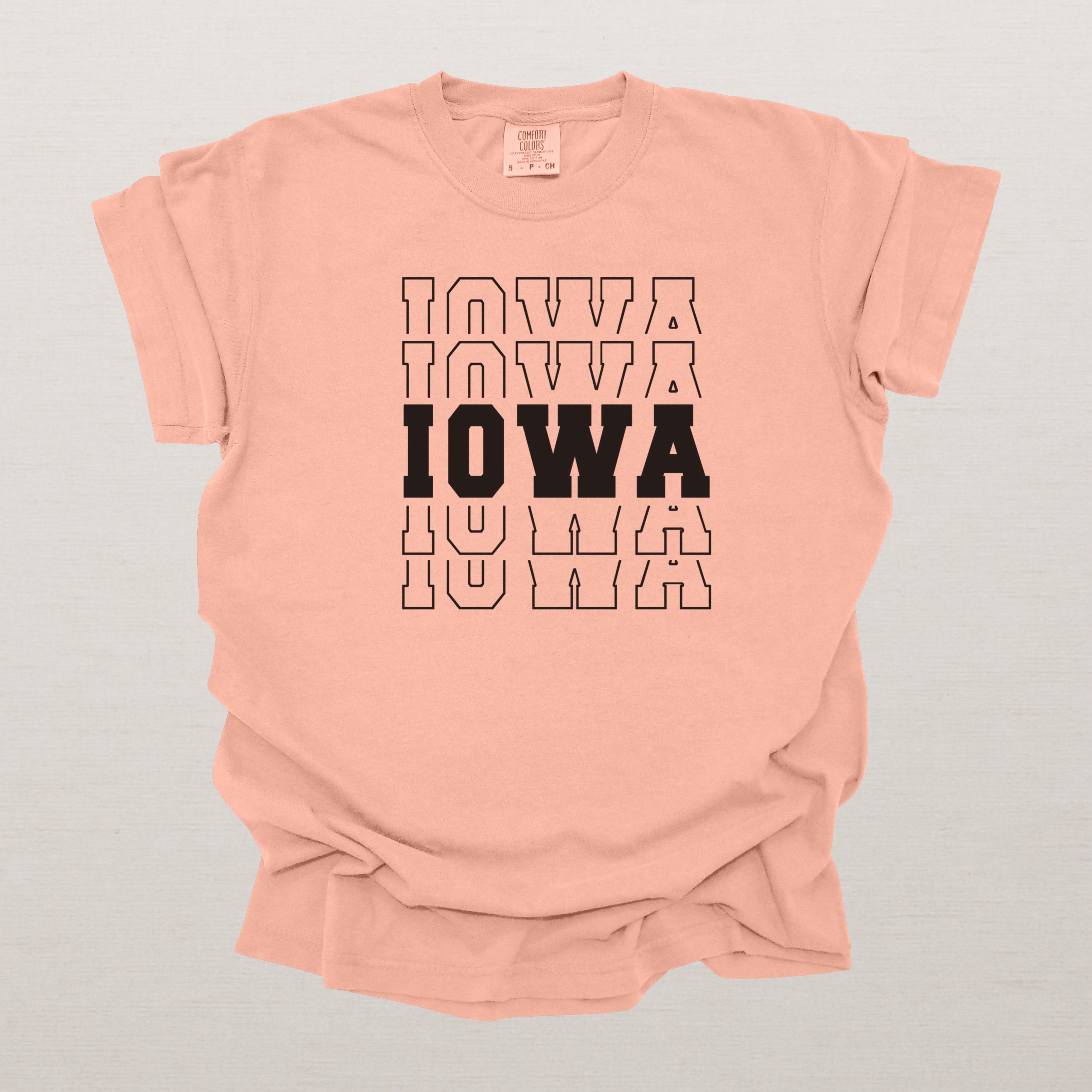 Iowa Varsity Echo State Shirt | Comfort Colors Black Text