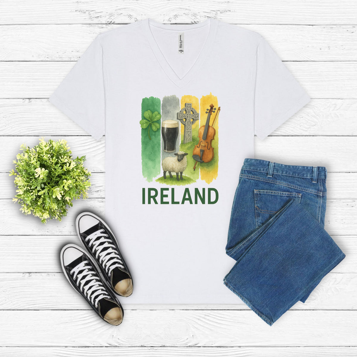 Ireland Brushstroke Watercolor V-Neck Shirt