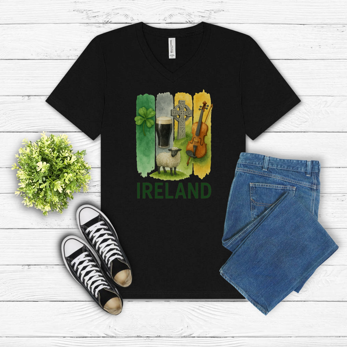 Ireland Brushstroke Watercolor V-Neck Shirt