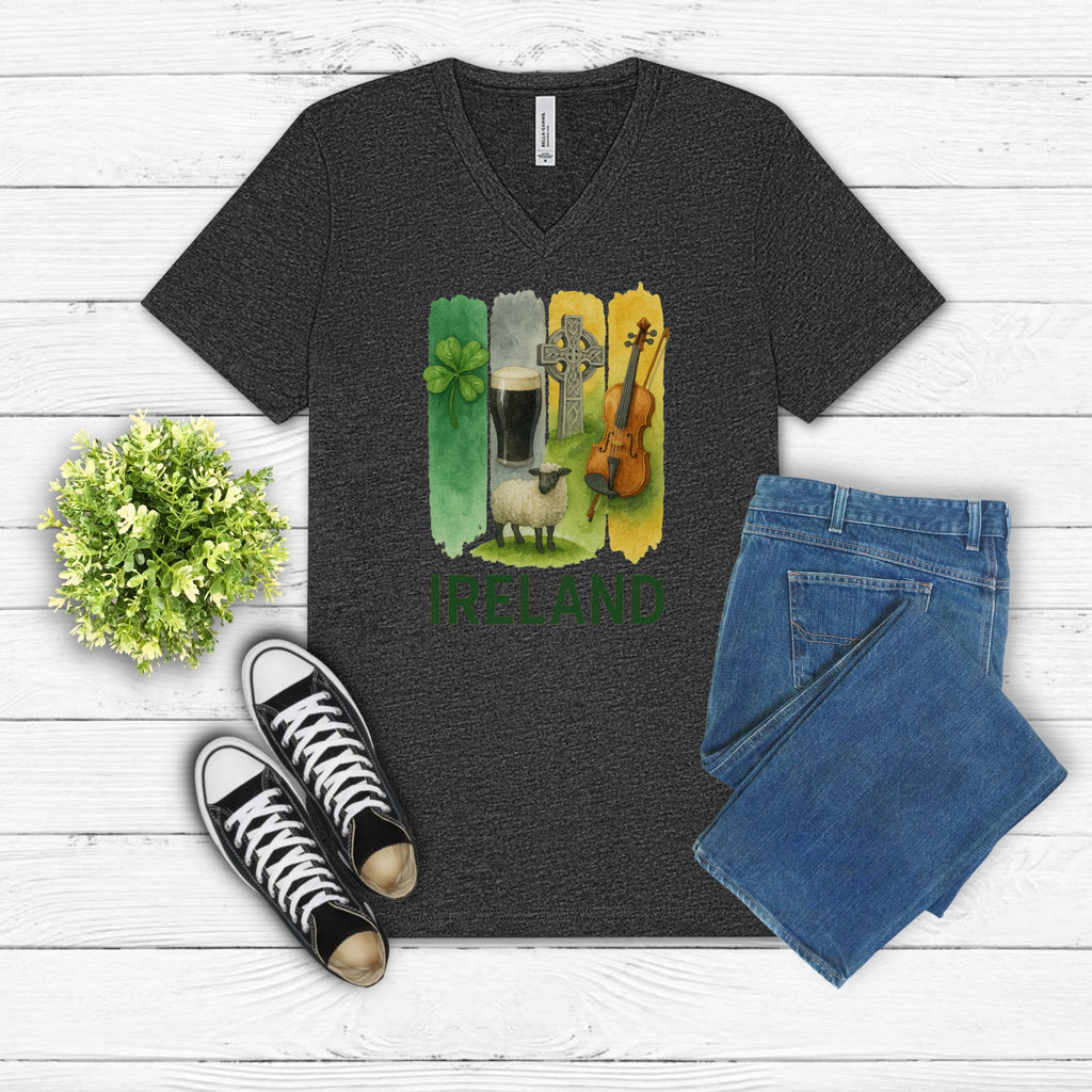 Ireland Brushstroke Watercolor V-Neck Shirt
