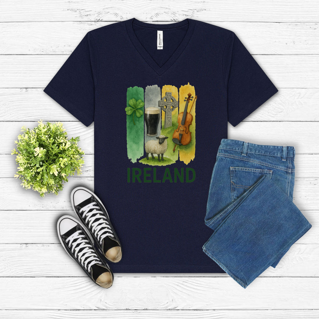 Ireland Brushstroke Watercolor V-Neck Shirt
