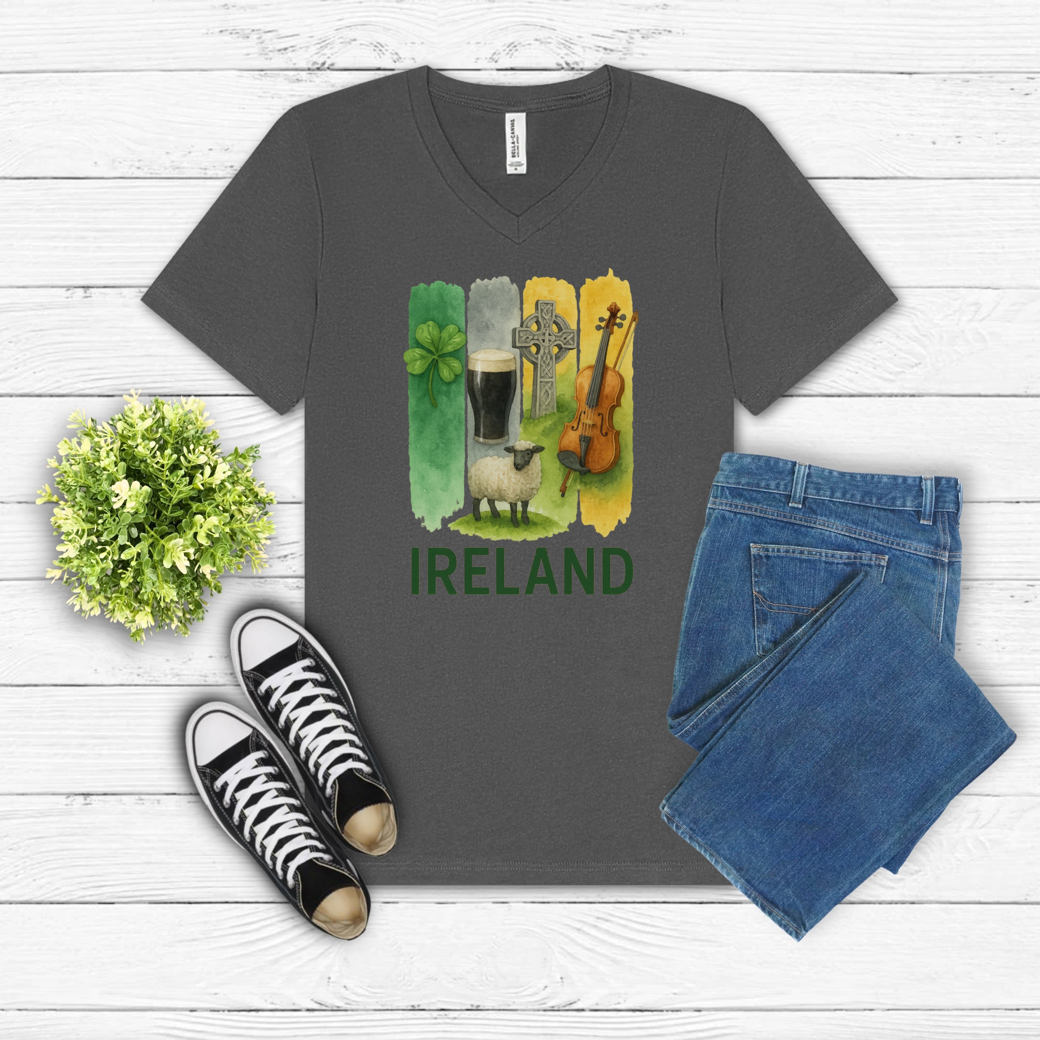 Ireland Brushstroke Watercolor V-Neck Shirt