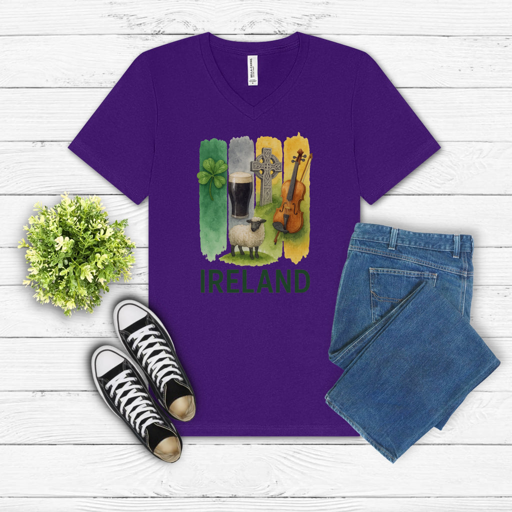 Ireland Brushstroke Watercolor V-Neck Shirt