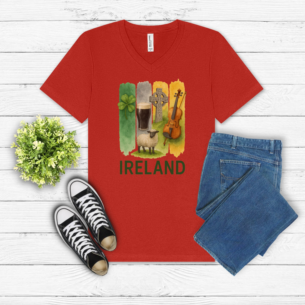 Ireland Brushstroke Watercolor V-Neck Shirt
