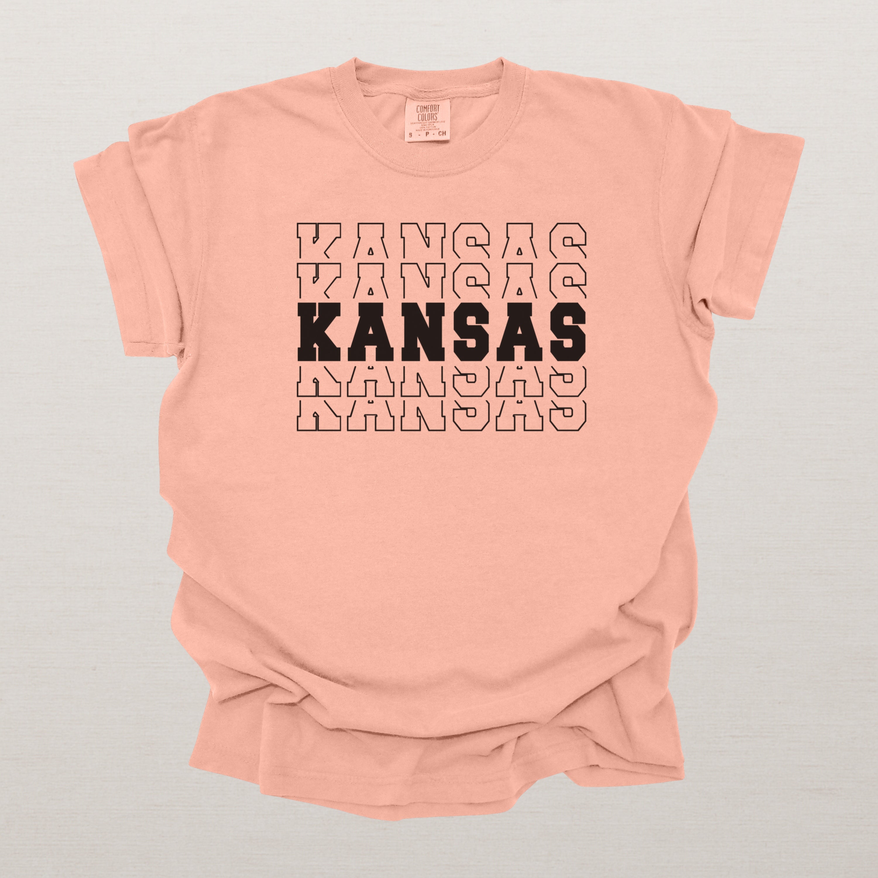 Kansas Varsity Echo State Shirt | Comfort Colors Black Text