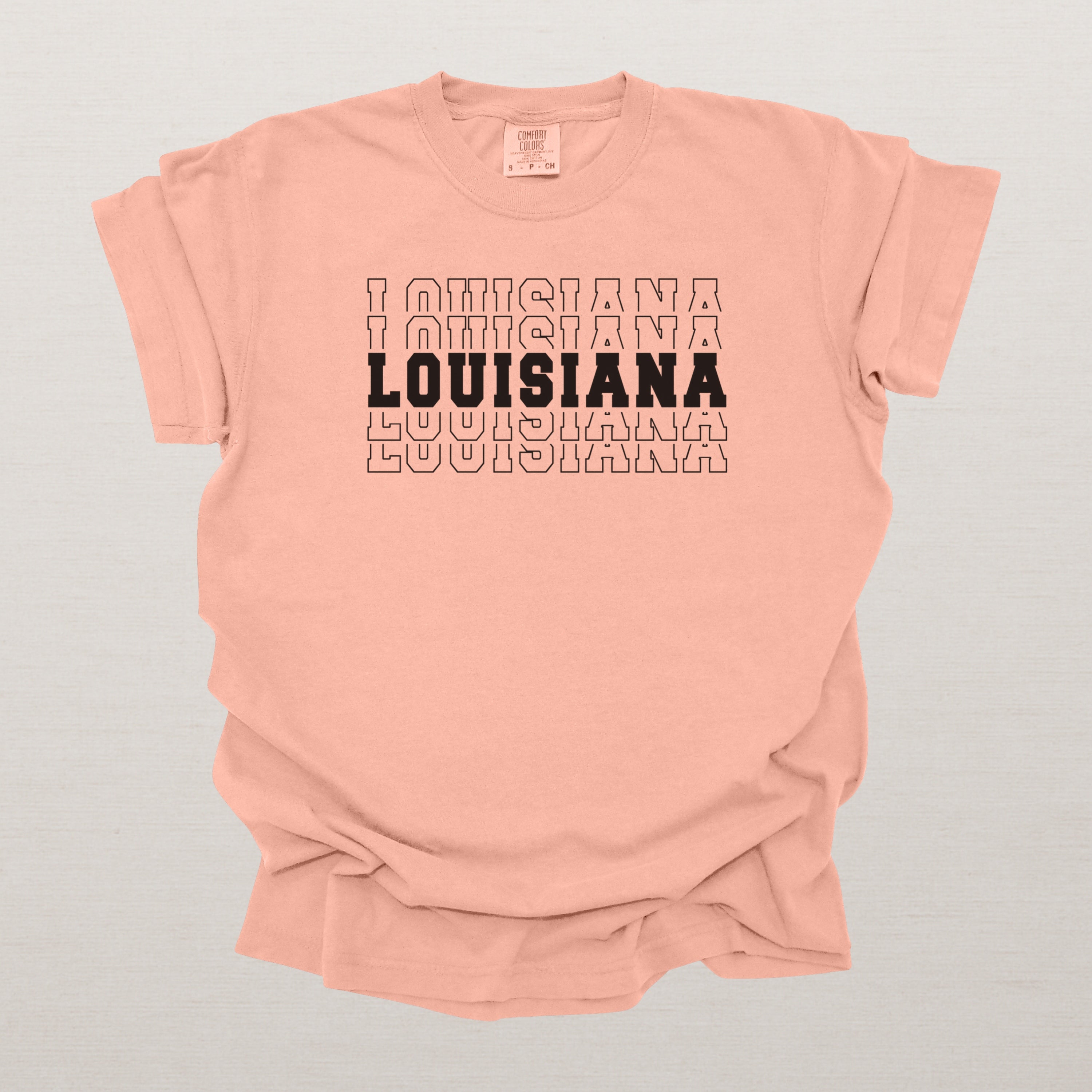 Louisiana Varsity Echo State Shirt | Comfort Colors Black Text