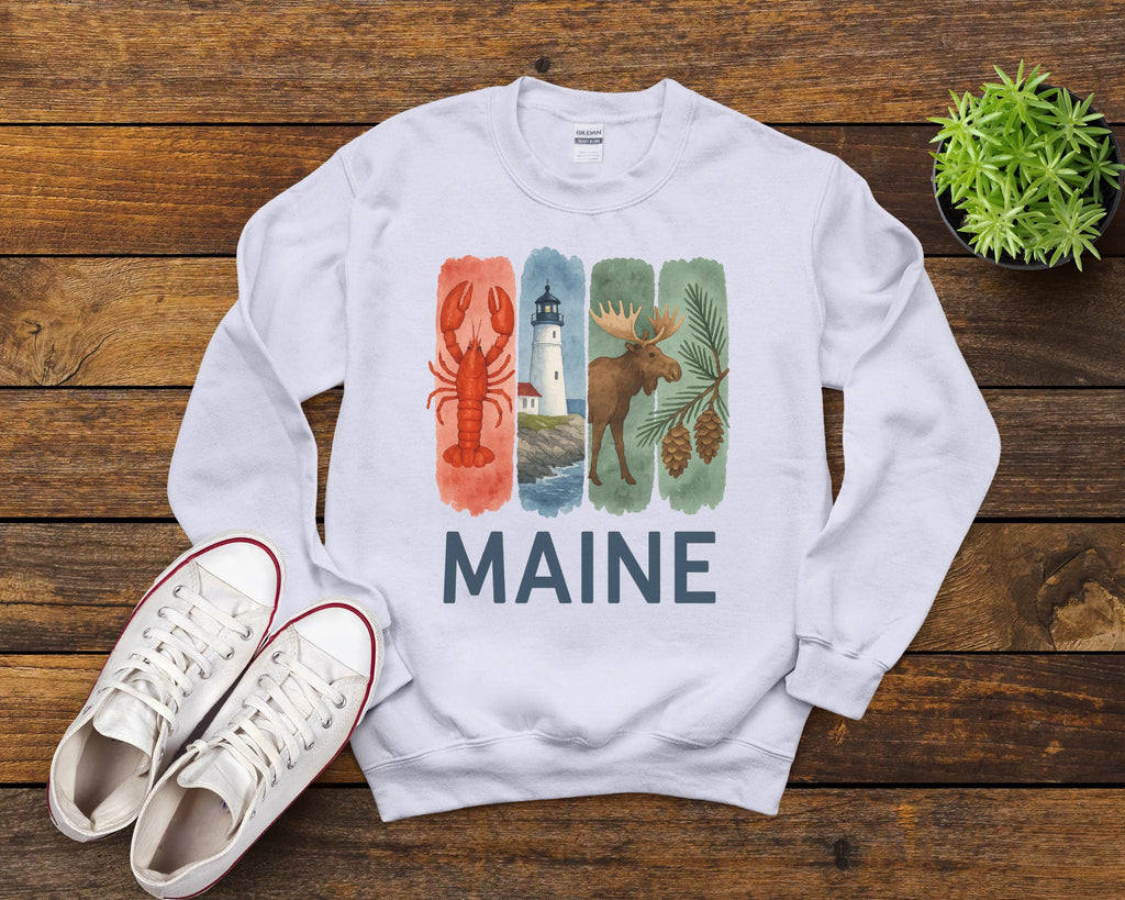 Maine Brushstroke Watercolor Sweatshirt