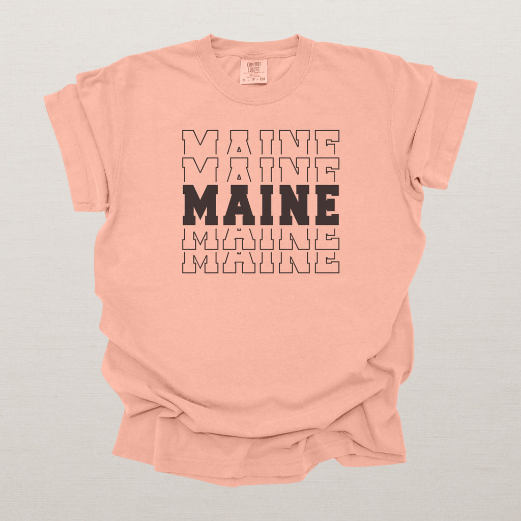 Maine Varsity Echo State Shirt | Comfort Colors Black Text