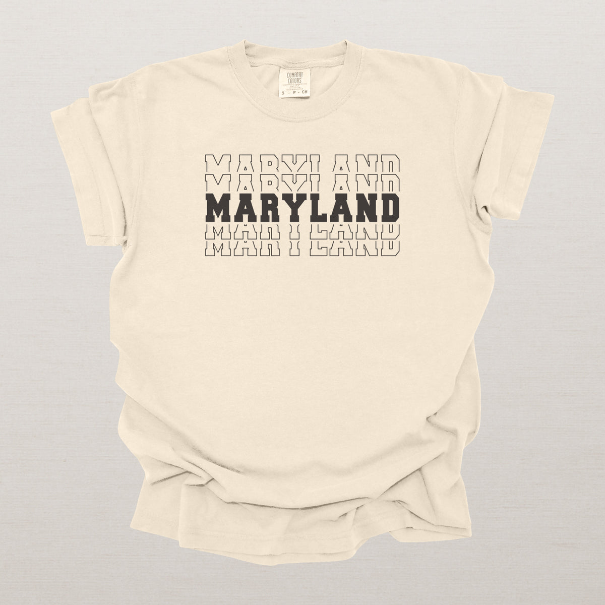 Maryland Varsity Echo State Shirt | Comfort Colors Black Text