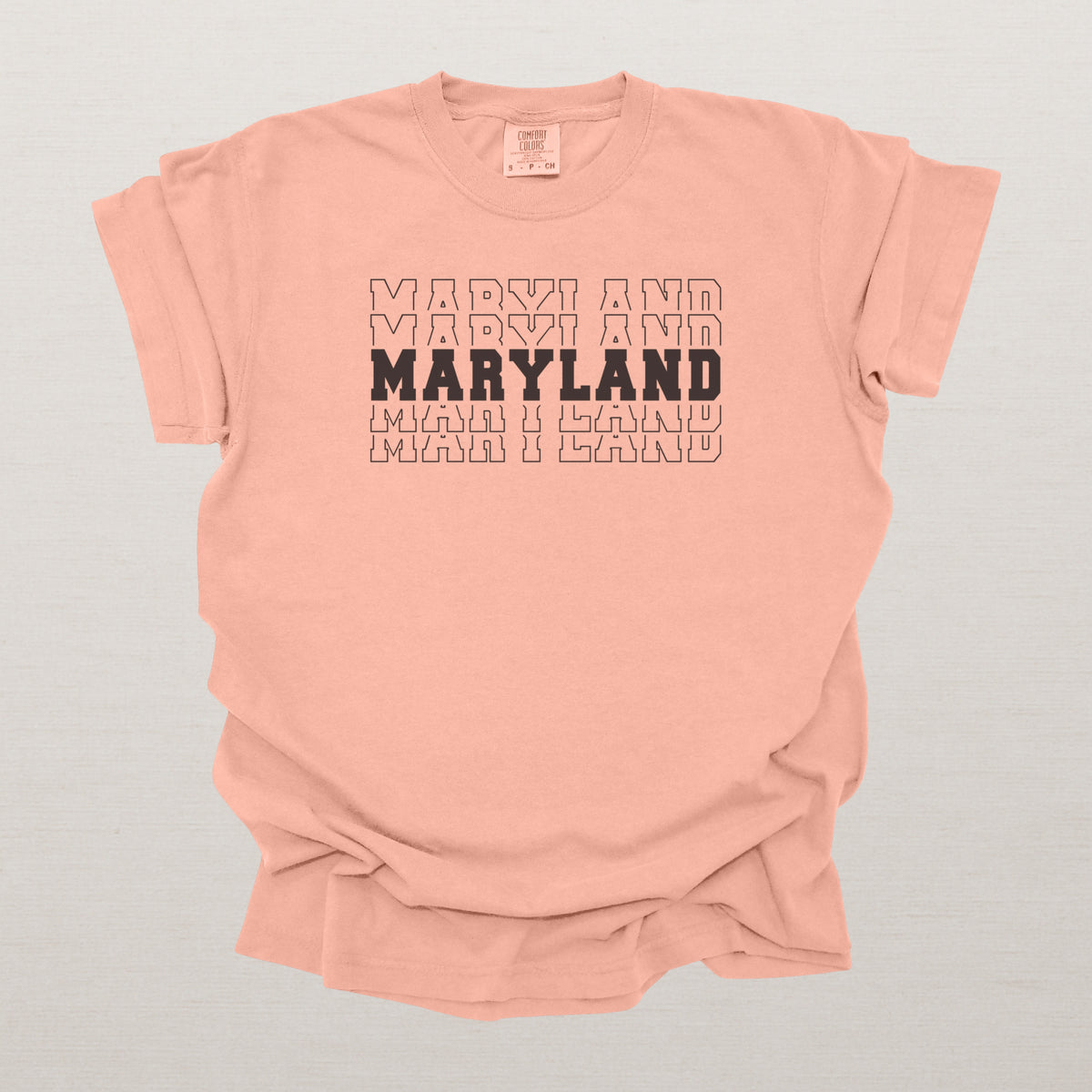 Maryland Varsity Echo State Shirt | Comfort Colors Black Text