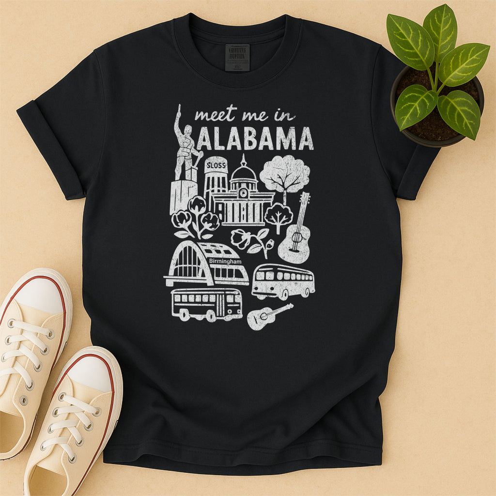 Meet Me In Alabama Distressed Vintage Landmark State Shirt