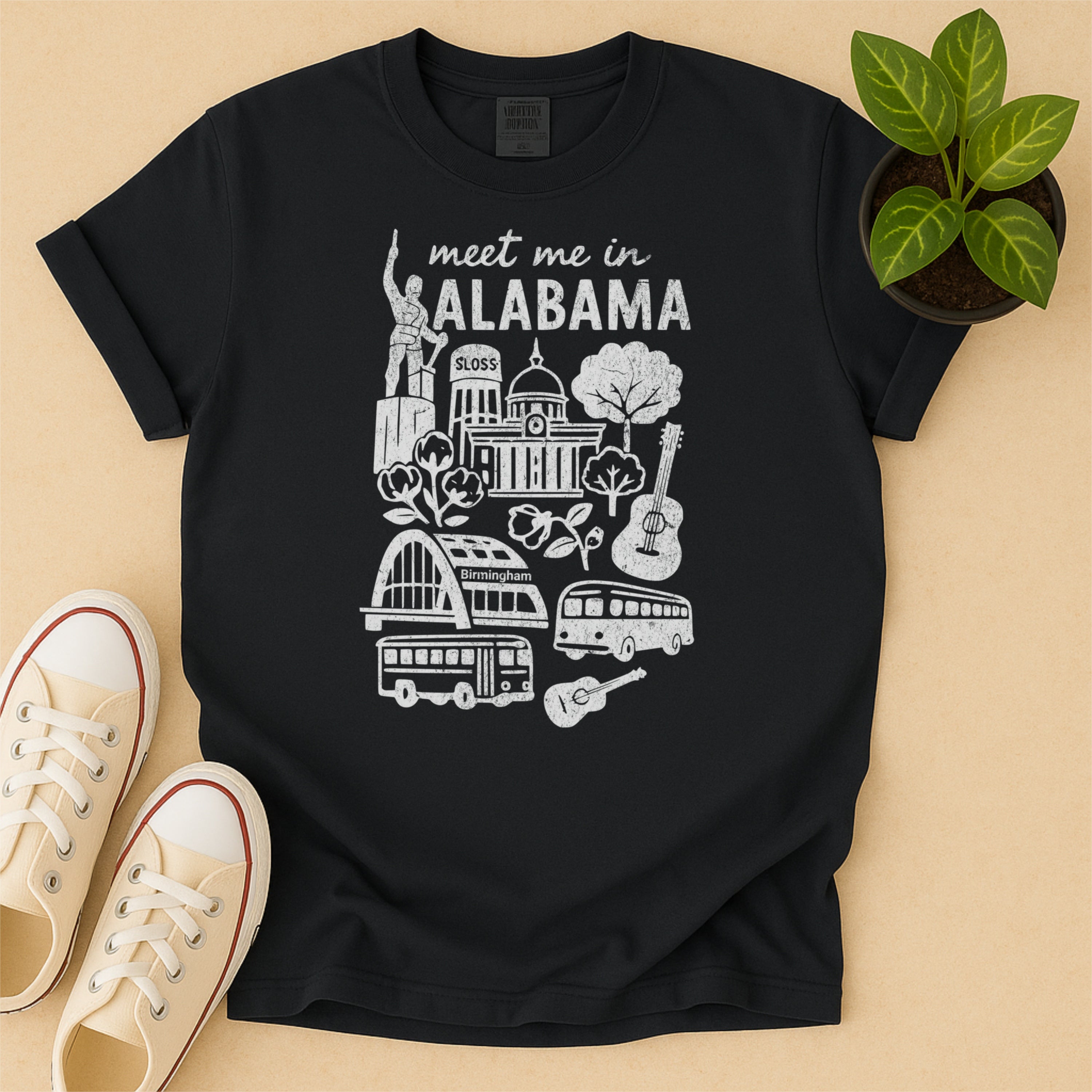 Meet Me In Alabama Distressed Vintage Landmark State Shirt