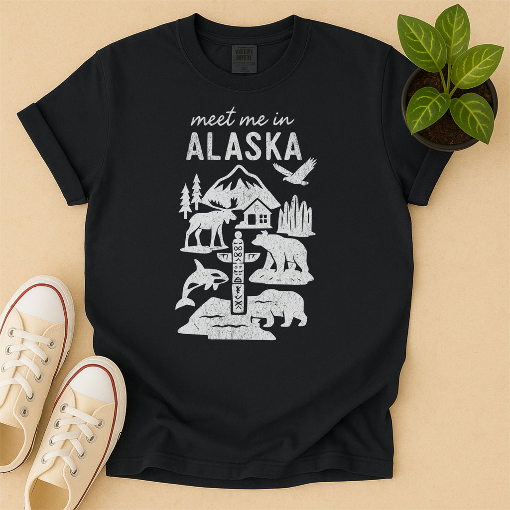 Meet Me In Alaska Distressed Vintage Landmark State Shirt