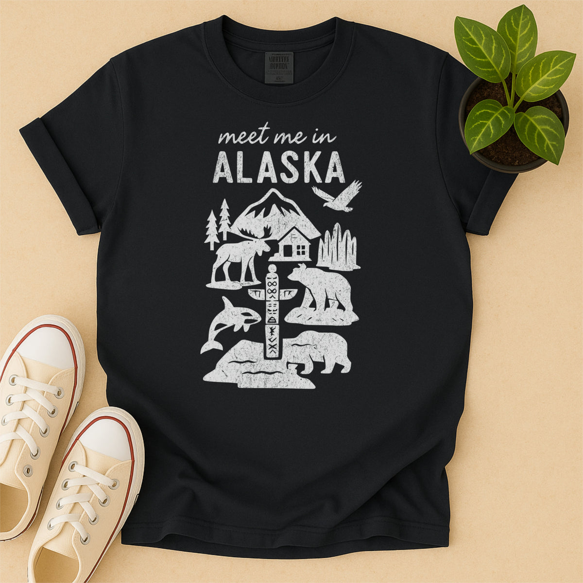 Meet Me In Alaska Distressed Vintage Landmark State Shirt